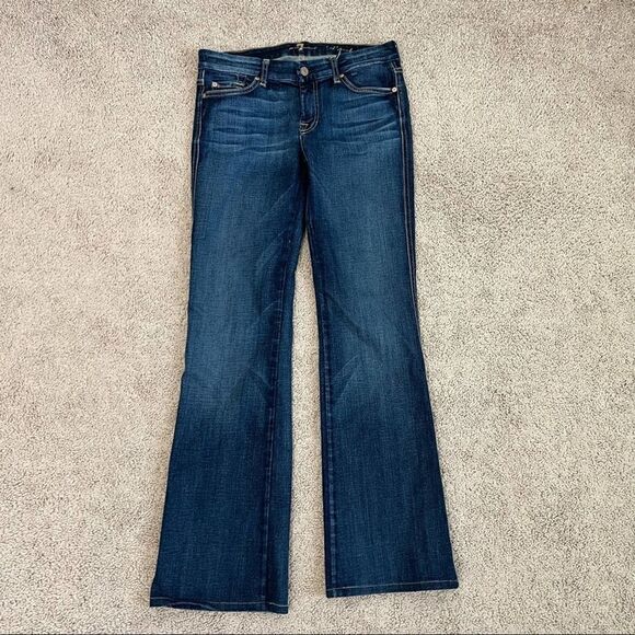 7 For All Mankind Bling A Pocket Bootcut Dark Wash Stretch Denim Blue Jeans 29 - Picture 1 of 6
